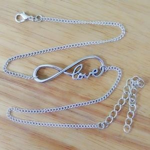 Silver Toned Infinity Forever Love Choker Necklace